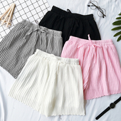 Σύντομη κυρίες πτυχωτό παντελόνι σε γκρι, μαύρο και άσπρο