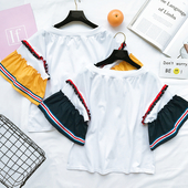 Μια ενδιαφέρουσα κυρίες μοτίβο μπλούζα με 3/4 μανίκια χρώματος σγουρά