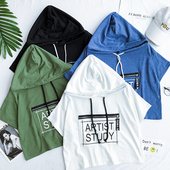 Αθλητικά κυρίες T-shirt με κουκούλα σε τέσσερα χρώματα