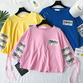 Καλοκαίρι κυρίες μπλούζα με επιγραφές και 3/4 freestyle μανίκι