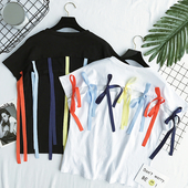 μπλούζα Κομψή κυρίες μαύρο και άσπρο με το χρώμα δεσμούς