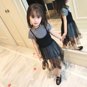 Детска рокля за момичета, с имитация на потник с воал