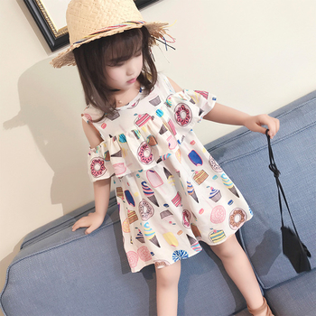 Сладка детска рокля за момичета в два цвята с картинки