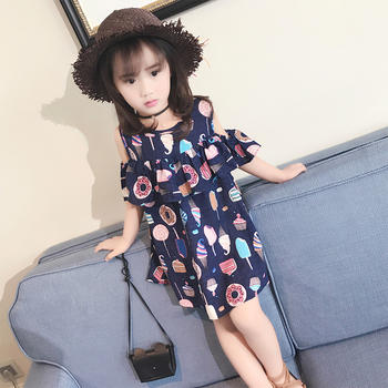 Сладка детска рокля за момичета в два цвята с картинки
