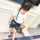 Лятна детска блуза за момичета в бял цвят с надпис