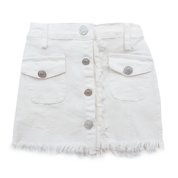 Модерна пола за момичета в бял цвят с висока талия и копчета