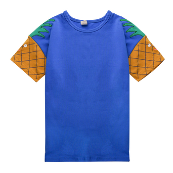 Свежа детска блуза за момичета в син цвят с декорация