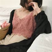 Летен дамски топ с тънки презрамки от дантела