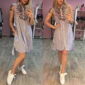 Дамска дълга карирана риза без ръкави тип туника