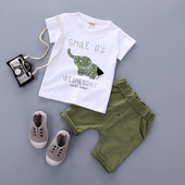 Стилен детски комплект за момчета - тениска с анимационно изображение и панталон