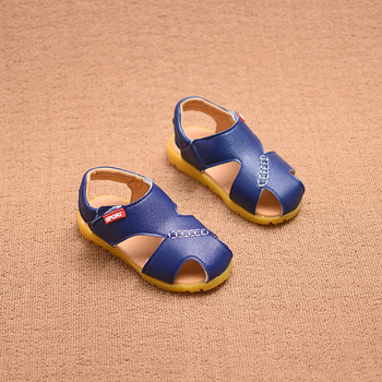 Семпъл модел детски сандали за момчета в бял, жълт и син цвят