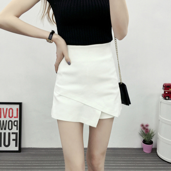 Κομψή άνοιξη-καλοκαίρι ασύμμετρη φούστα σε μαύρο και άσπρο