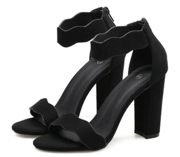 Стилни дамски сандали с висок дебел ток - 2 цвята
