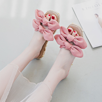 Сладки дамски чехли с панделки и мъниста в няколко цвята