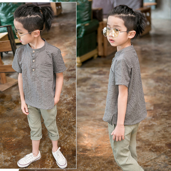 Κομψό παιδικό πουκάμισο για αγόρια με κοντό μανίκι σε διάφορα χρώματα
