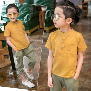 Κομψό παιδικό πουκάμισο για αγόρια με κοντό μανίκι σε διάφορα χρώματα