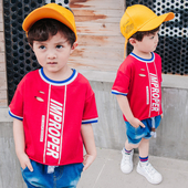 Ежедневна детска тениска за момчета с 3/4 ръкави с О-образна яка