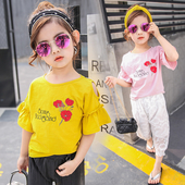 Лятна детска блуза за момичета с широки ръкави и бродерия