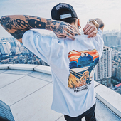 Мъжка тениска с апликация на гърба в бял и черен цвят