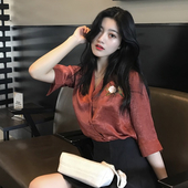 Сладка дамска риза с 3/4 ръкав в три цвята с бродерия