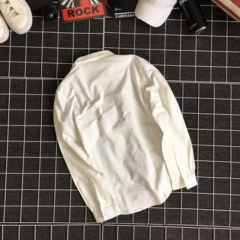 Λευκό ανδρικό πουκάμισο  με μακριά μανίκια και κεντήματα