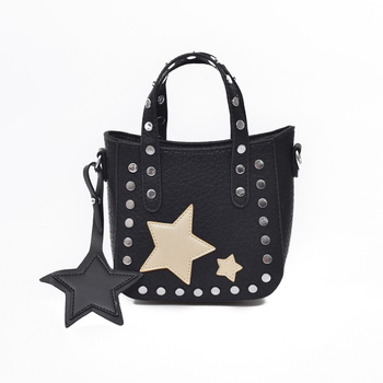 Мини дамска чанта с метална декорация и звездичка