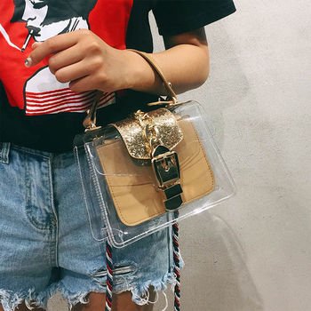 Стилна и модерна дамска чанта - прозрачна, с две дръжки