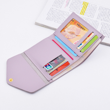 Стилен мини дамски портфейл с метална декорация и в много цветове