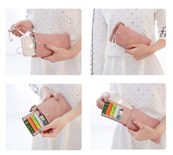 Свеж дамски портфейл с изображение в три цвята