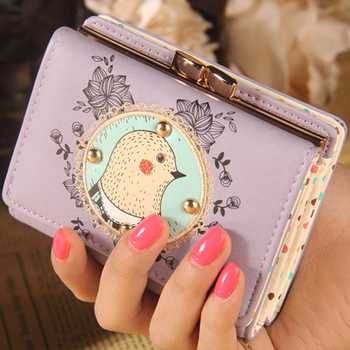 Красив дамски мини портфейл с изображение в четири цвята