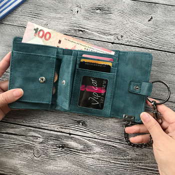 Стилен мини дамски портфейл с метална декорация в пет цвята