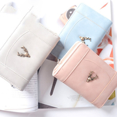 Красив дамски портфейл в шест цвята с малка декорация