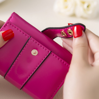 Мини дамски портфейл с две копчета в шест цвята