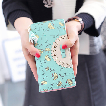 Сладък дамски портфейл с изображения и панделка в няколко разцветки