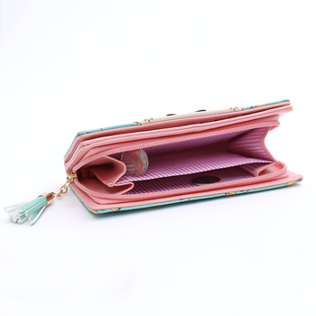 Сладък дамски портфейл с изображения и панделка в няколко разцветки
