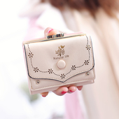 Стилен мини дамски портфейл с едно копче в много цветове