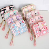 Сладък мини дамски портфейл с едно копче в различни разцветки