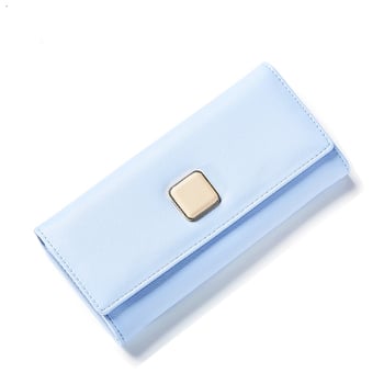 Дамски портфейл в шест цвята с копче