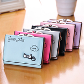 Дамски мини портфейл с декорация коте в много цветове