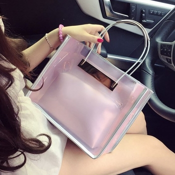 Модерна дамска чанта с два вида дръжки с портмоне в два цвята