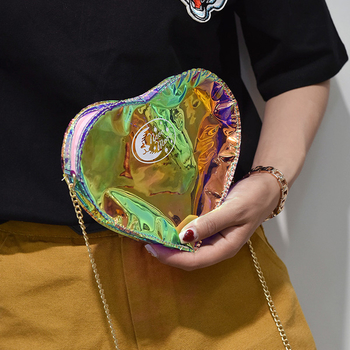 Прозираща дамска чанта в три цвята във формата на сърце