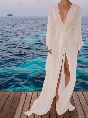 Много стилен и копринен дамски халат за плажуване в няколко цвята