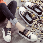 Casual  γυναικεία αθλητικά πάνινα παπούτσια με γυαλιστερά λουράκια