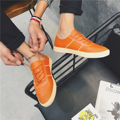 Κομψά ανδρικά  πάνινα παπούτσια σε πορτοκαλί, λευκό και μαύρο χρώμα