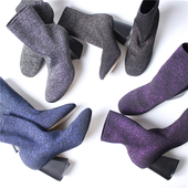 Γυναικείες  λαμπερές μπότες με ψηλό τακούνι  - 4 μοντέλα