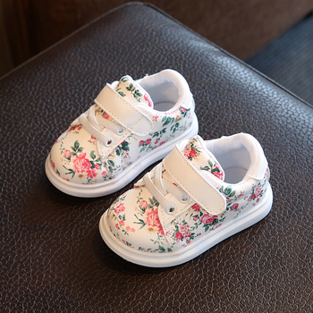 Πολύ απαλά παιδικά πάνινα παπούτσια για κορίτσια με μοτίβο λουλουδιών