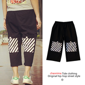 Κομψά αντρικά παντελόνια σε ευρύ σχέδιο σε μαύρο χρώμα - 7/8