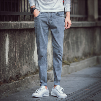 Мъжки ежедневни дънкови панталони с крачол тип 7/8,модел slim fit