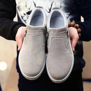 Велурени мъжки зимни топли обувки с цип в три различни цвята