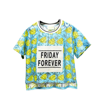 Καθημερινή σύντομη μπλούζα με επιγραφή σε τρία χρώματα
